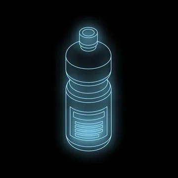 Glowing blue bottle on black background representing purity and hydration Stock Illustration