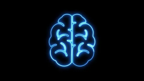 Glowing blue brain icon motion graphic. Видео 333080969