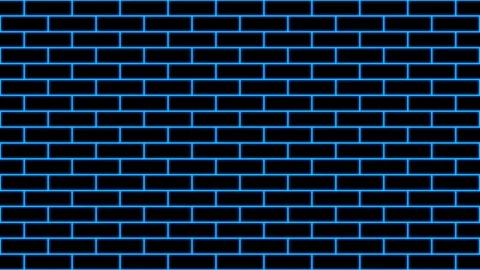 Glowing blue brick wall outline animation with glow line black background. Video stock 331401451