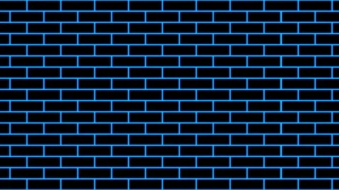 Glowing blue brick wall outline seamless loop animation moving horizontally. Stock Footage 331473561