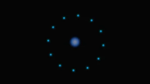 A glowing blue central orb surrounded by a symmetrical ring of small dots Stock Footage 339617159
