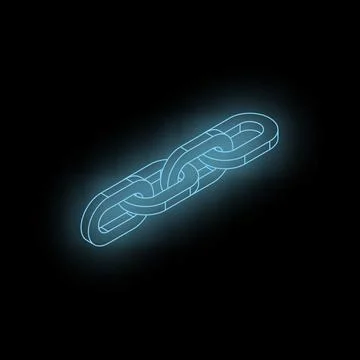 Glowing blue chain connecting data on black background 스톡 일러스트