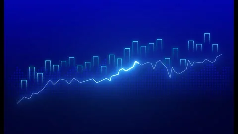 Glowing blue charts on dark background, ideal for tech animations. Stock Footage 286410617