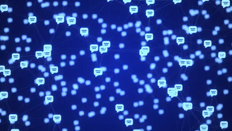 Glowing Blue Chat Bubble Network – Social Media Messaging Stock Footage 333498384