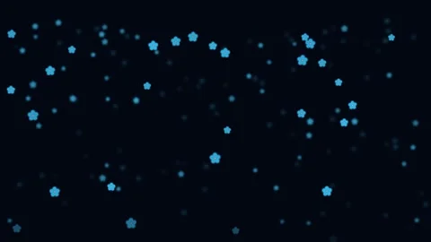 Glowing blue cherry blossoms floating on dark overlay for celebration design Vídeos de archivo 347625813