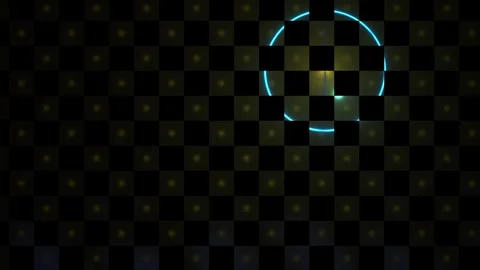 Glowing blue circle on black background with checkered pattern. Stock Footage 337460676