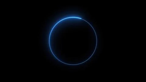 Glowing blue circle on black background, neon light effect, futuristic desi.. Stock Illustration