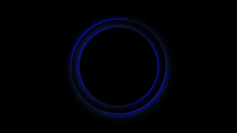 Glowing blue circle border frame light seamless loop animation rotating neon. Stock Footage 336690224
