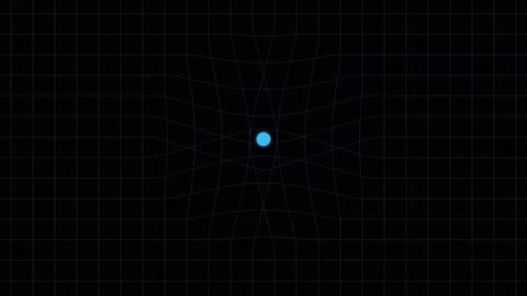 A glowing blue circle centered within a dark symmetric geometric grid pattern Stockbeeldmateriaal 338309634
