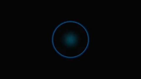 A glowing blue circle floating in the center of a deep black background 스톡 동영상 339619166
