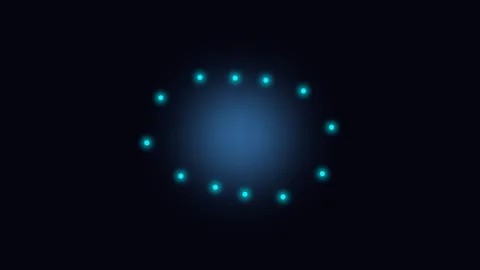 A glowing blue circle formed by bright lights against a dark background 库存影片 335118033