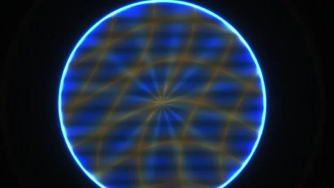 Glowing blue circle with geometric pattern on black background. Stock Footage 336695343