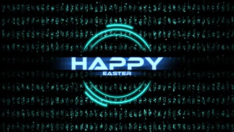 Glowing blue circle with Happy Easter text on black and blue design Stock Footage 265553882