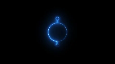 Glowing blue circle icon with dots on black background Stock Footage 345803290