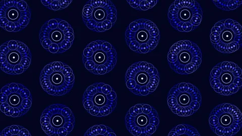Glowing blue circle pattern on black background Stock Footage 275590099