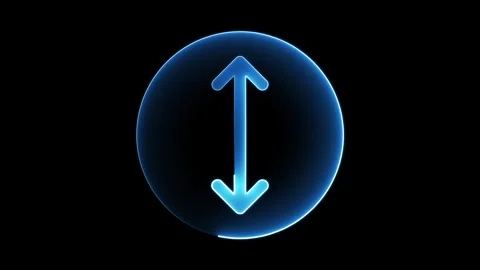 Glowing blue circle with vertical double-headed arrow Stock Footage 275664234