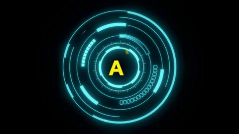 Glowing blue circles with ai text on black background Video stock 338236081