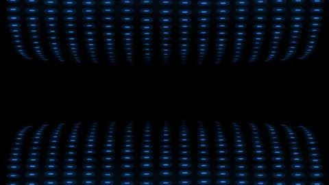 Glowing blue circles arranged in parallel lines receding into a dark void, .. Stock Footage 345538293