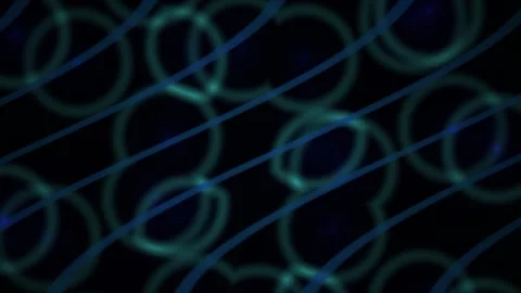 Glowing blue circles on black background with intersecting lines. Stock Footage 335950351