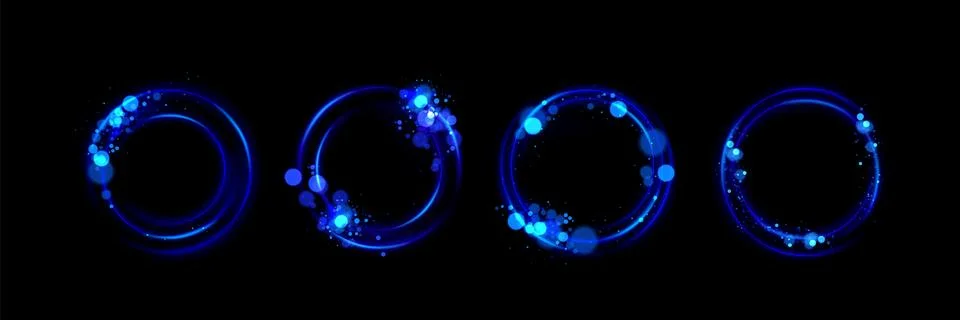 Glowing blue circles set Stock Illustration