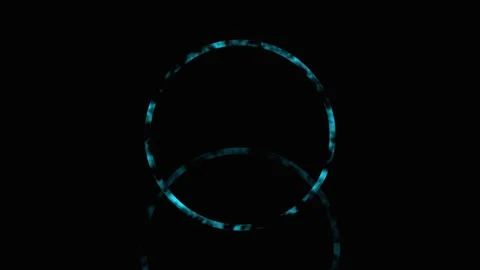 Glowing blue circles with subtle distortion float in darkness with soft ref.. Stock Footage 341720425