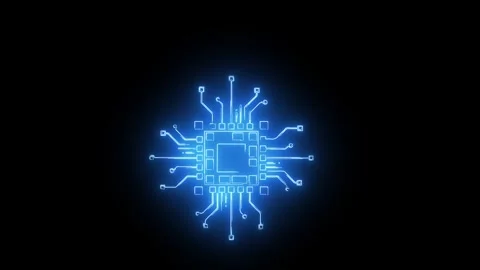 Glowing Blue Circuit Board on Black Background: Technology Concept Stock Footage 318175409
