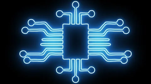 Glowing Blue Circuit Technology Background Animation Loop Video stock 340901147