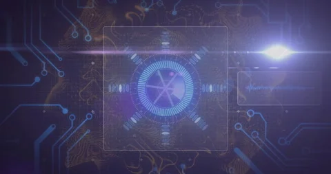 Glowing blue circuits and abstract patterns in futuristic digital animation 스톡 동영상 303941695