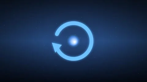 Glowing Blue Circular Arrow Rotating on Dark Background 스톡 동영상 347966054