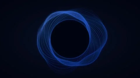 Glowing blue circular energy rings rotating on dark background. 4K 스톡 동영상 341847352