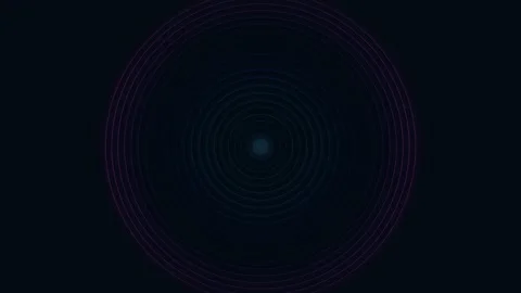 A glowing blue circular geometric pattern centered on a deep black background Video stock 335117239