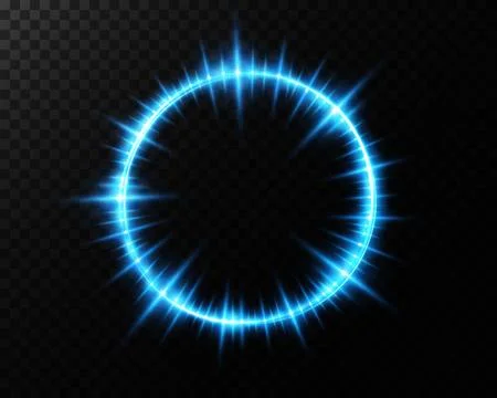 A Glowing Blue Circular Glow Effect accompanied by Sparkles creates a Ilustração Stock