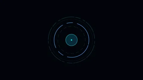 A glowing blue circular holographic interface display on a black background Stock Footage 339618709