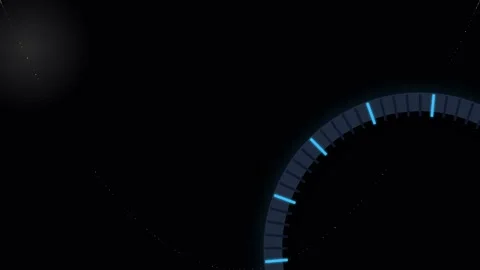 A glowing blue circular interface element floating in a dark starry space Video stock 335118121
