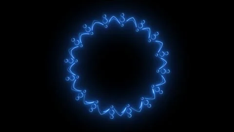 Glowing blue circular light frame on black background Stock Footage 347701950