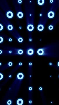 Glowing blue circular light rings on a dark background, forming an abstract.. Stock Illustration