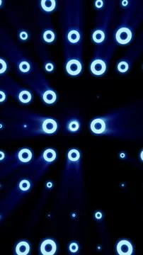 Glowing blue circular light rings on a dark background, forming an abstract.. Stock Illustration