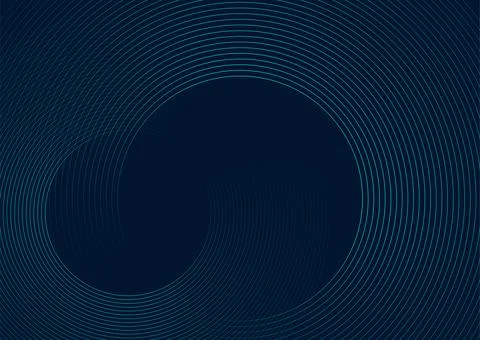 Glowing blue circular lines abstract geometric tech background Stock Illustration