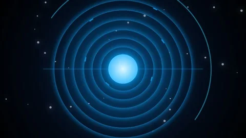 A glowing blue circular orb at the center of concentric rings, resembling r.. Stock Footage 346103427
