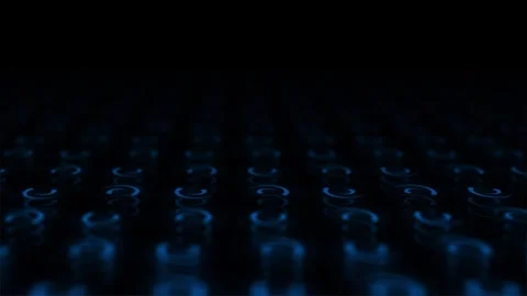Glowing Blue Circular Pattern Floating Across Futuristic Digital Technology Stock Footage 339976691