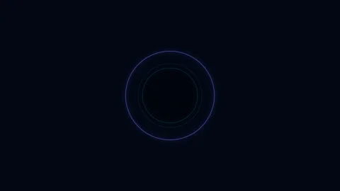 A glowing blue circular ring pattern centered on a deep black background Video stock 338309813