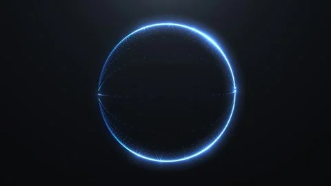 Glowing blue circular sphere with subtle particle connections, forming a clea Stock Footage 332803526