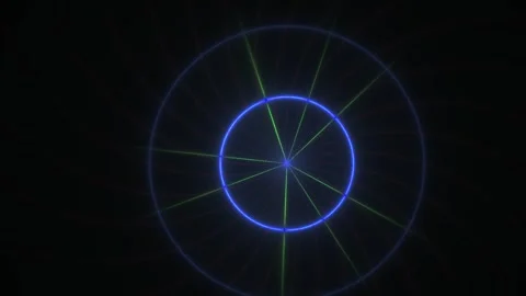 Glowing blue circular technology interface with lines and circles on black .. Stock Footage 335950486