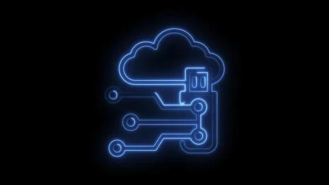 Glowing blue cloud computing connection on black background animated futuristic Stock Footage 322961371