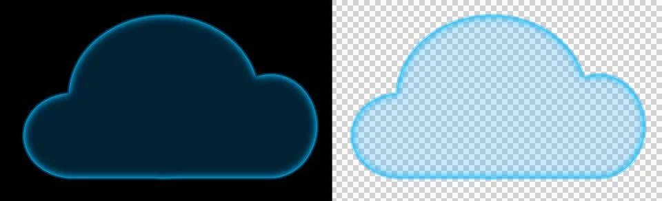 Glowing Blue Cloud Icon Technology Symbol for Cloud Computing Storage, Network D イラスト素材