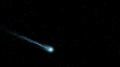 Glowing blue comet shooting star animation with glowing head and particle t.. Stock Footage 344709843