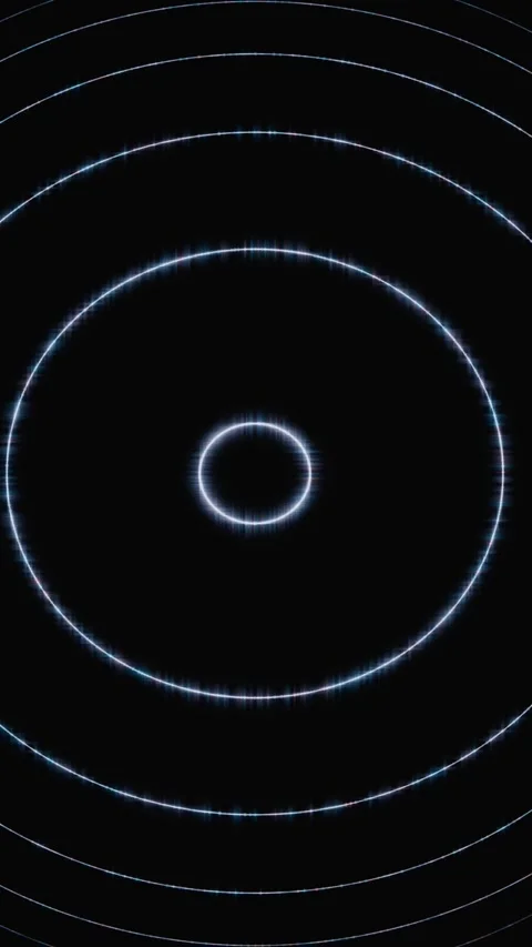 Glowing blue concentric circles expanding on a black background Stock Footage 346662265