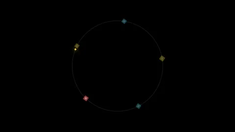 Glowing Blue Core With Orbiting Shapes Vídeo Stock 344388698