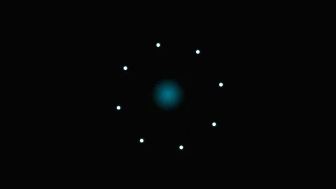 A glowing blue core surrounded by a symmetrical ring of eight white dots Stock Footage 339619252