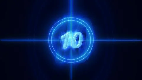 Glowing Blue Countdown Number 10 Stock-Fotos